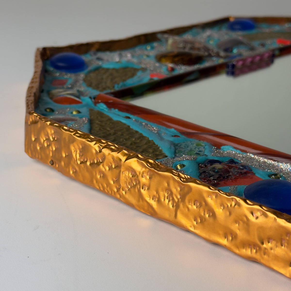 Mid-Century Murano Glass Mosaic Mirror by Zane Luigina "Fantasy Glass", Italy, 1990s