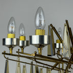 Large Sculptural Italian Mid-Century Chandelier in Brass and Glass, Italy 1950s