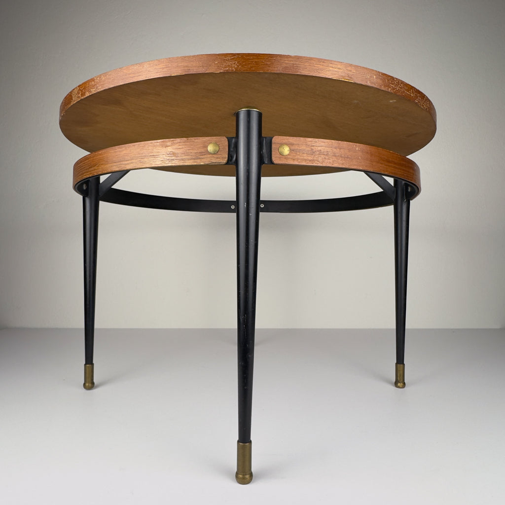 Vintage Italian Metal & Teak Wood Coffee Table by Silvio Cavatorta, 1950s
