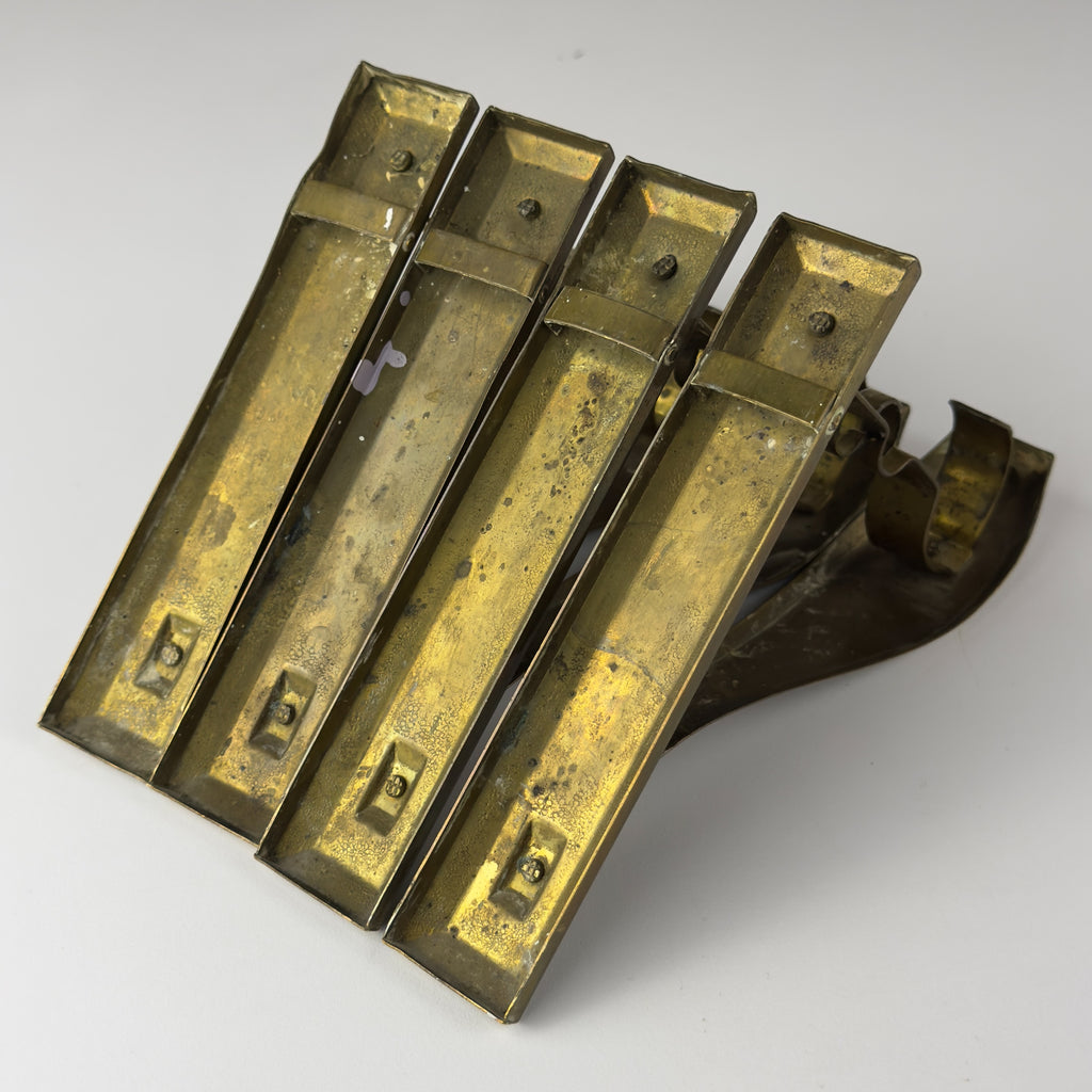 Antique Art Nouveau Brass Curtain Rod Brackets, Set of 4, Austria 1900s