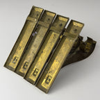 Antique Art Nouveau Brass Curtain Rod Brackets, Set of 4, Austria 1900s