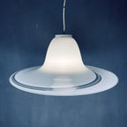 Vintage swirl murano glass pendant lamp Italy 1970s Mid-century light space age
