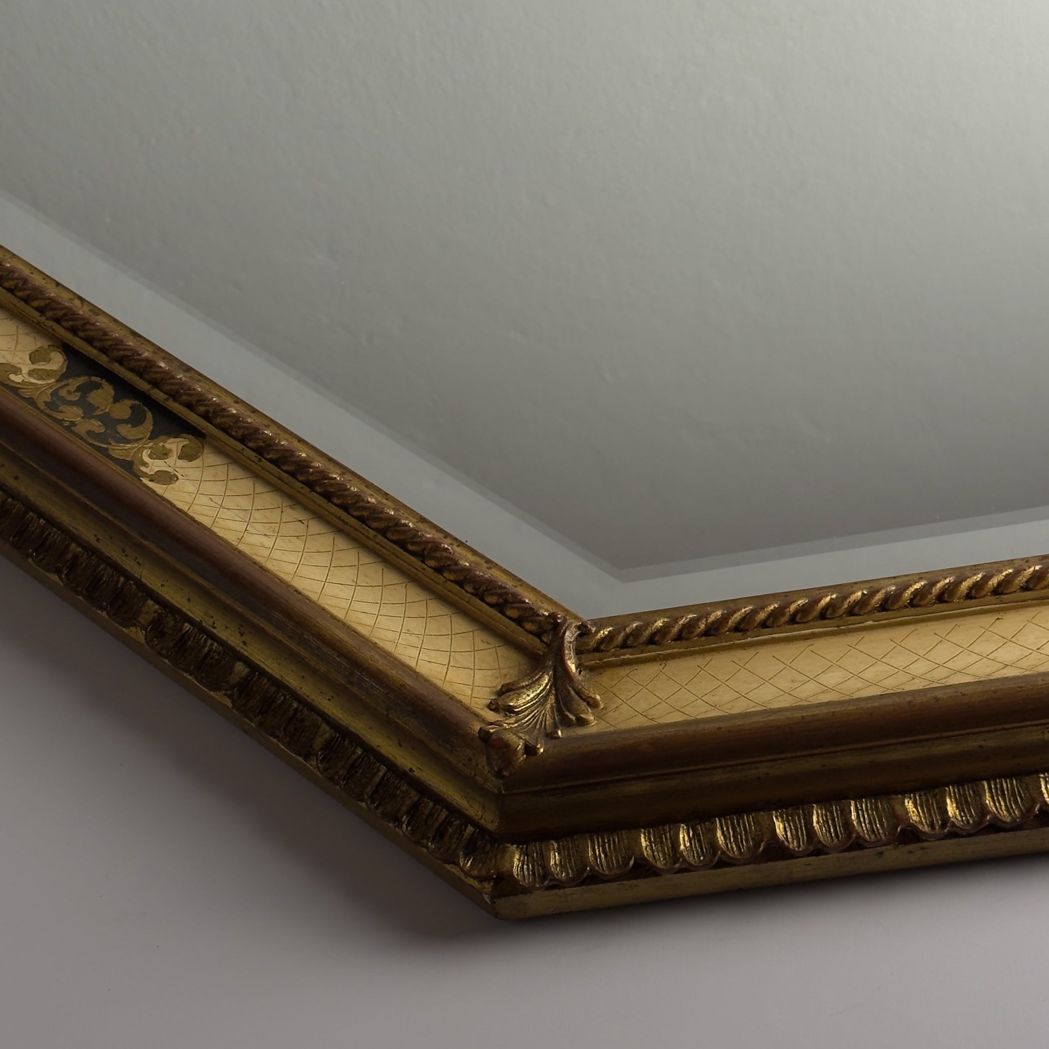 Vintage Large Wooden Wall Mirror, Italy 1930s