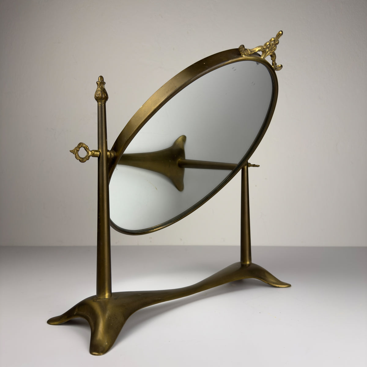 Vintage tabletop vanity mirror from brass, Italy, 1950s