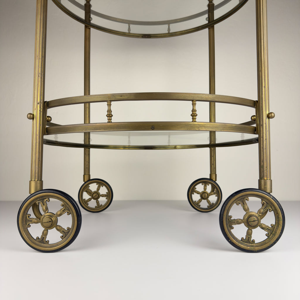 Vintage brass bar cart, France 1950s