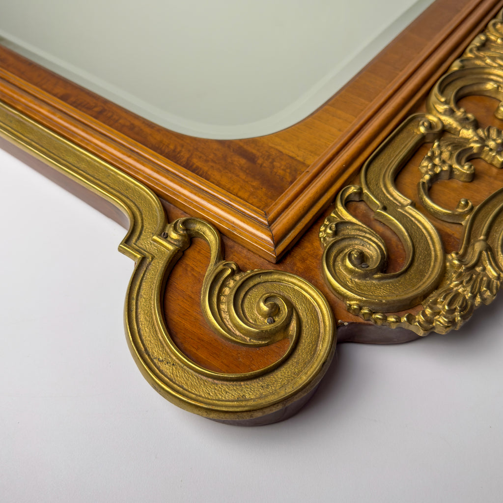 Vintage Large Wooden Wall Mirror, Italy 1950s