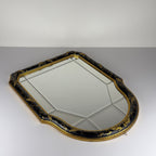 Vintage Venetian Chinoiserie Wall Mirror, Italy 1950s, Black and Gold Painted