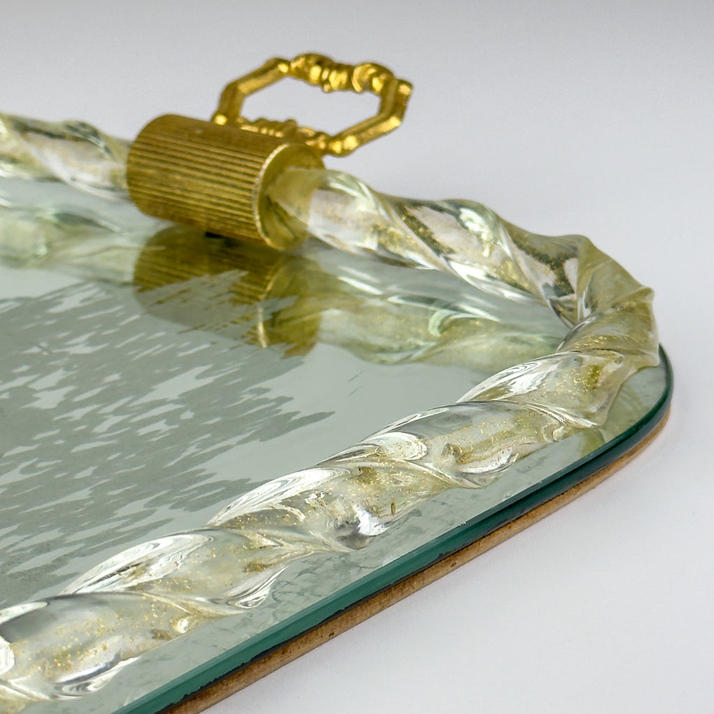 Vintage Venetian Murano glass Mirror Tray, Italy 1950s