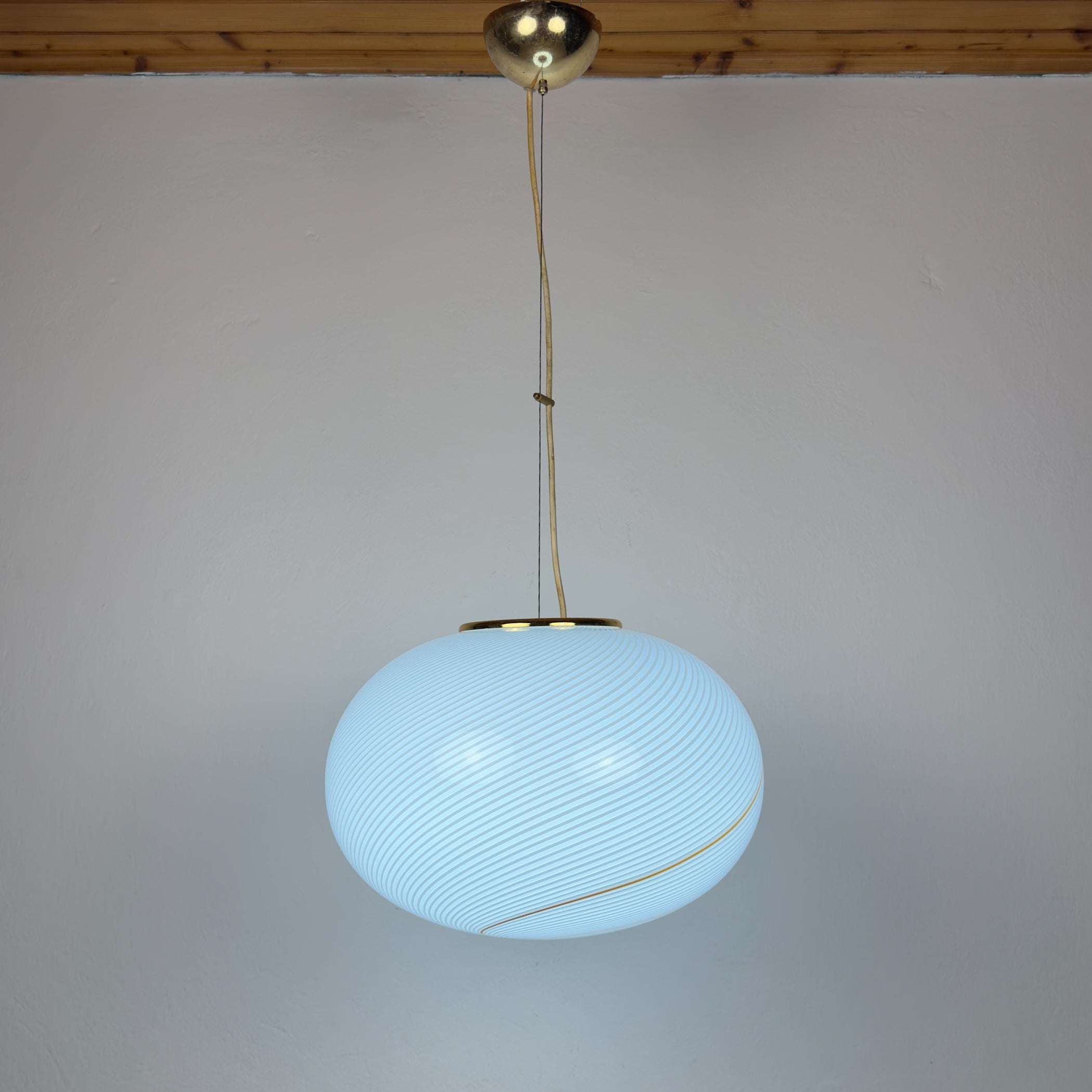 Classic swirl murano pendant lamp Vetri Murano, Italy 1970s