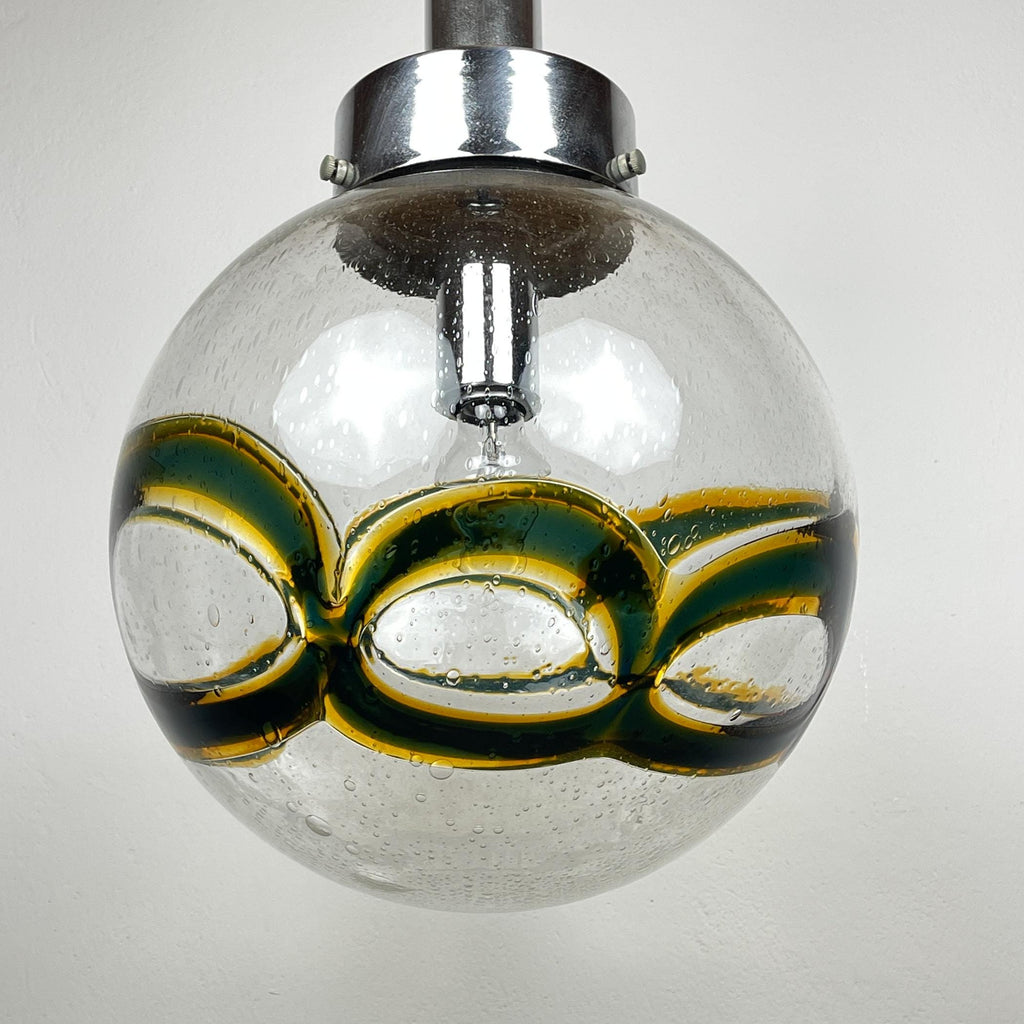 Vintage Large Swirled Murano Glass Pendant Lamp by Vistosi, Italy 1970s, Mid-century modern