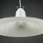Vintage Murano Glass Pendant Lamp: Swirl White Mid-Century Lighting