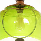Vintage Green Glass Pendant Lamp: Mid-Century Modern Sijaj Hrastnik, Yugoslavia 1960s