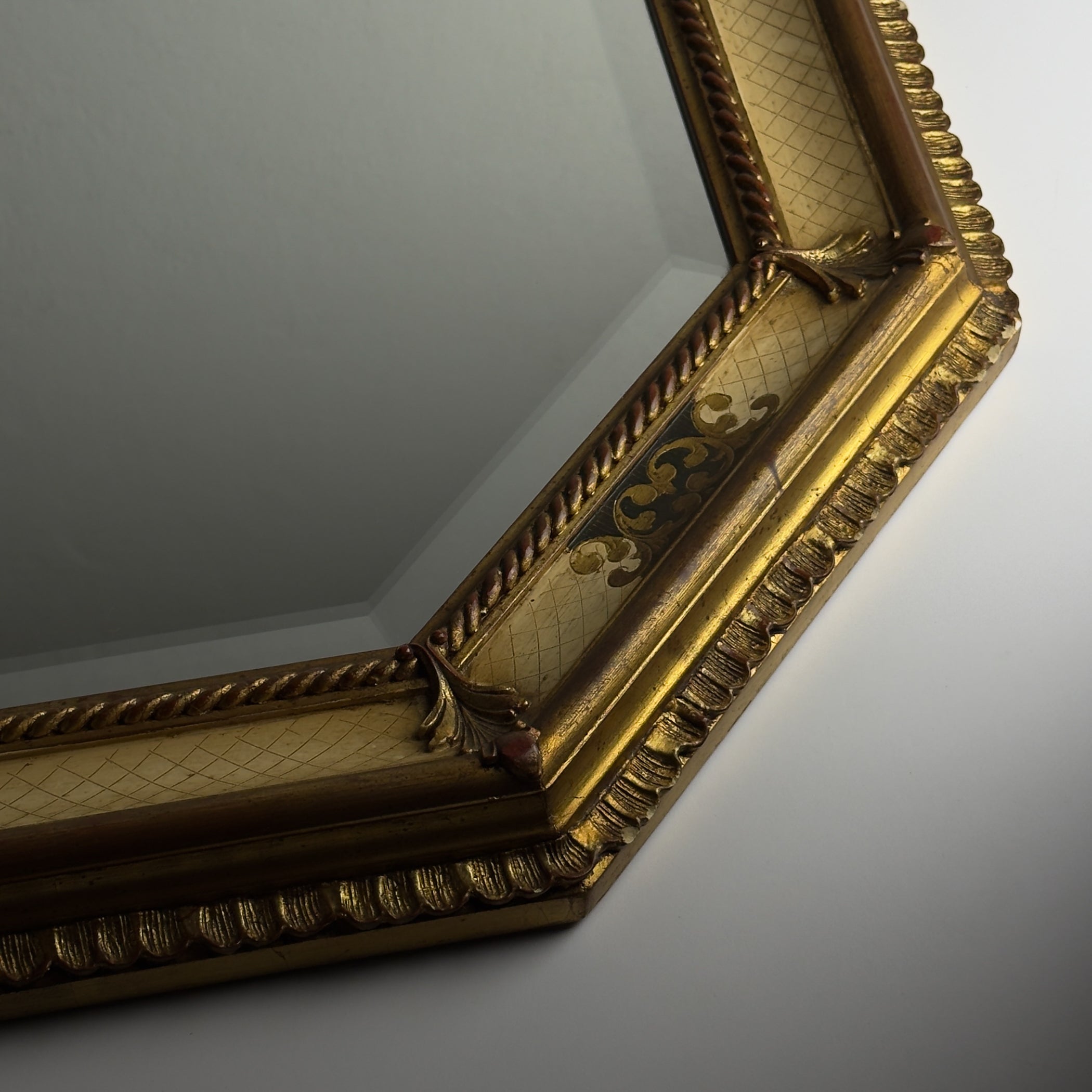 Vintage Large Wooden Wall Mirror, Italy 1930s