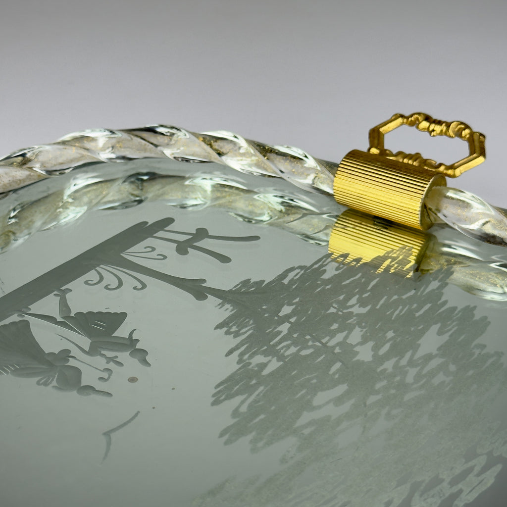 Vintage Venetian Murano glass Mirror Tray, Italy 1950s