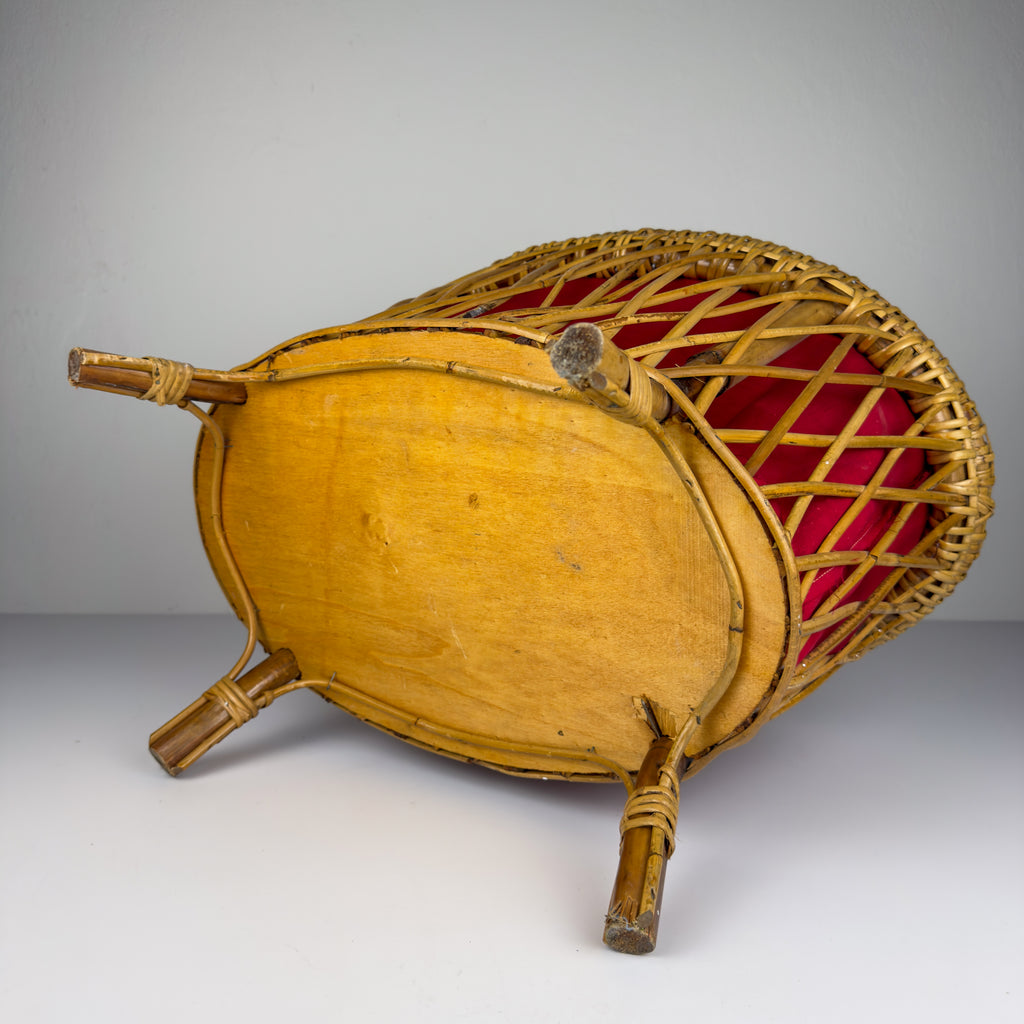 Vintage rattan basket, Italy 1950s