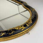 Vintage Venetian Chinoiserie Wall Mirror, Italy 1950s, Black and Gold Painted