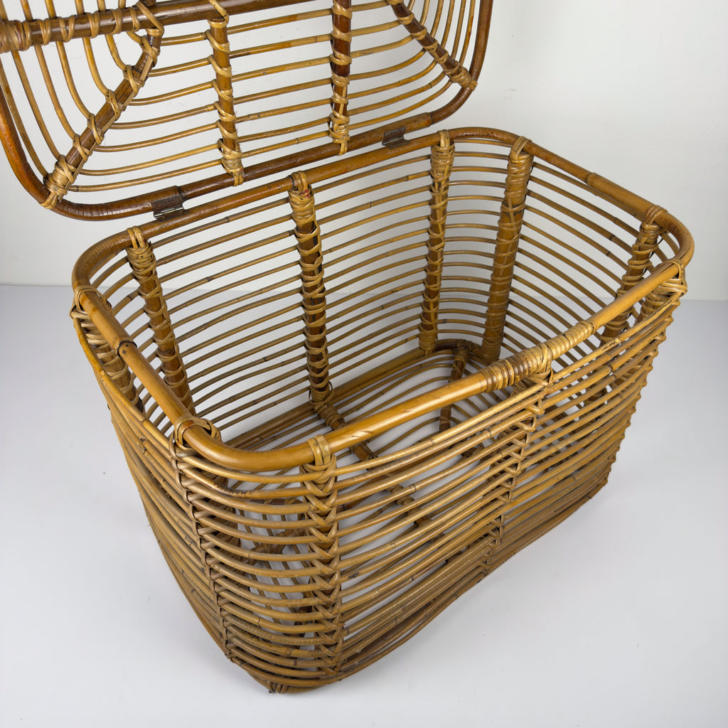 Vintage rattan basket, Italy 1960s