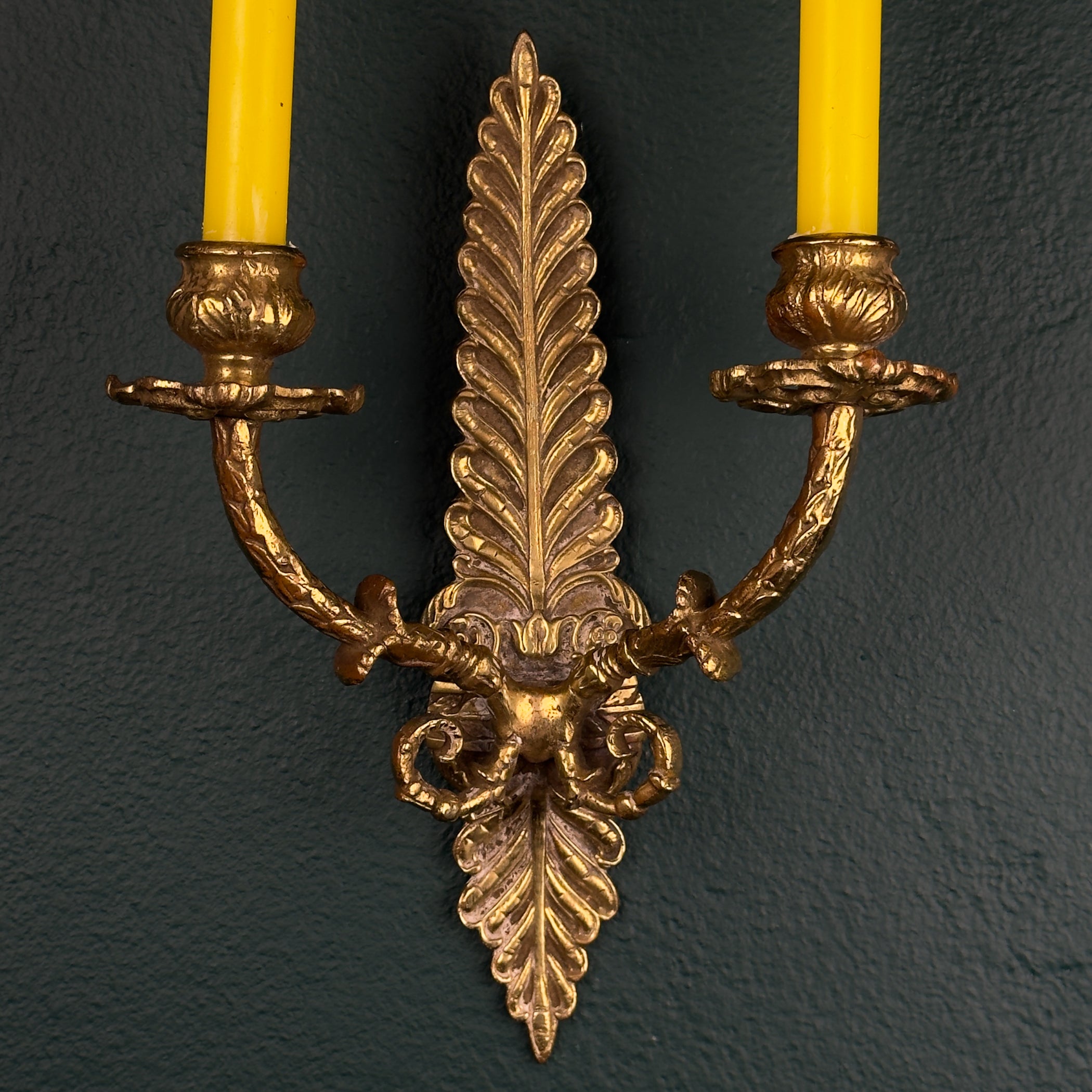 Antique Empire Bronze Wall Candle Sconce, Italy, Late 19th Century