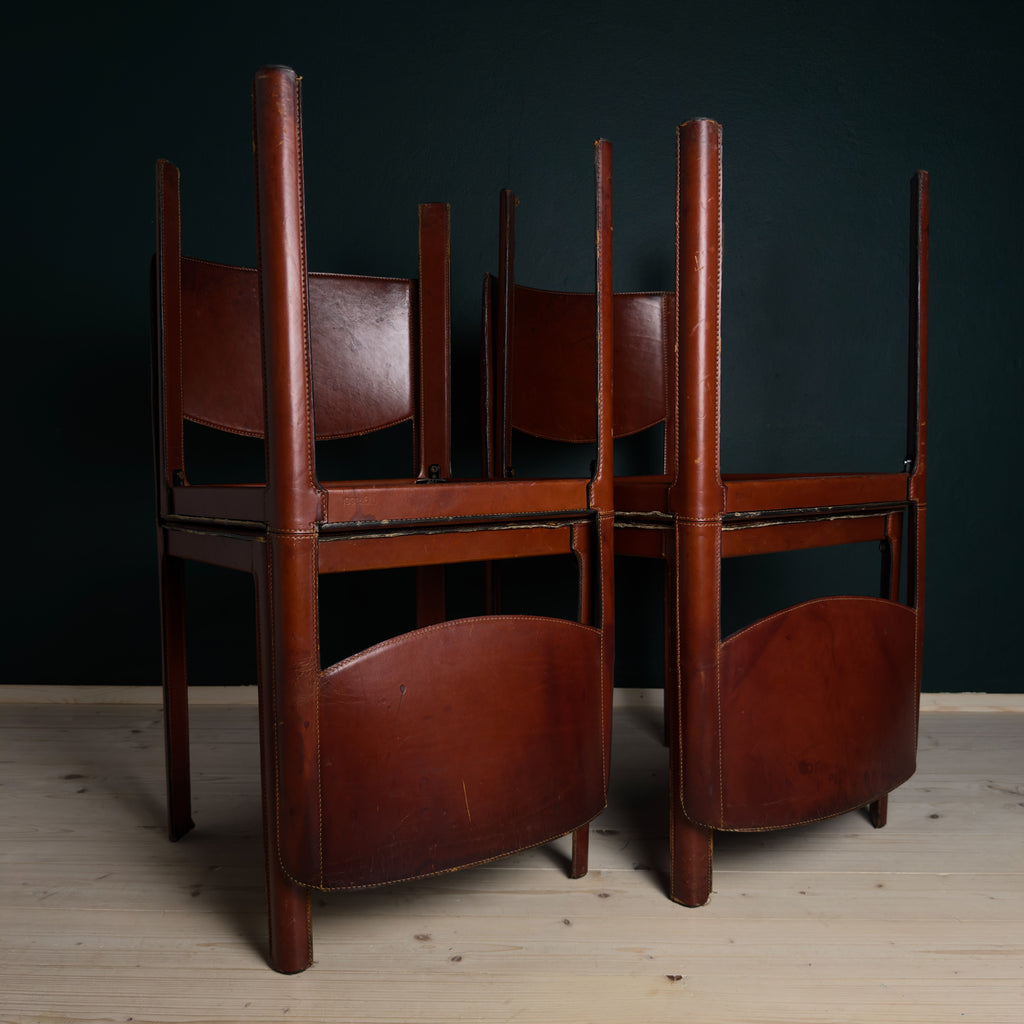 Mid-century Sistina Saddle dining chairs by Tito Agnoli for Matteo Grassi, Italy 1980s, Set of 4