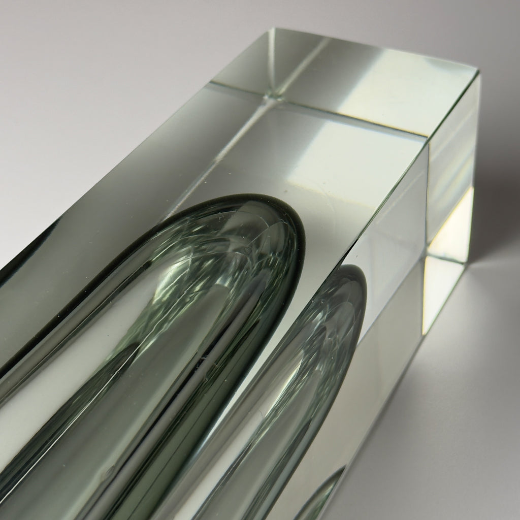 Sommerso gray Murano glass vase, style Flavio Poli, Italy 1970s