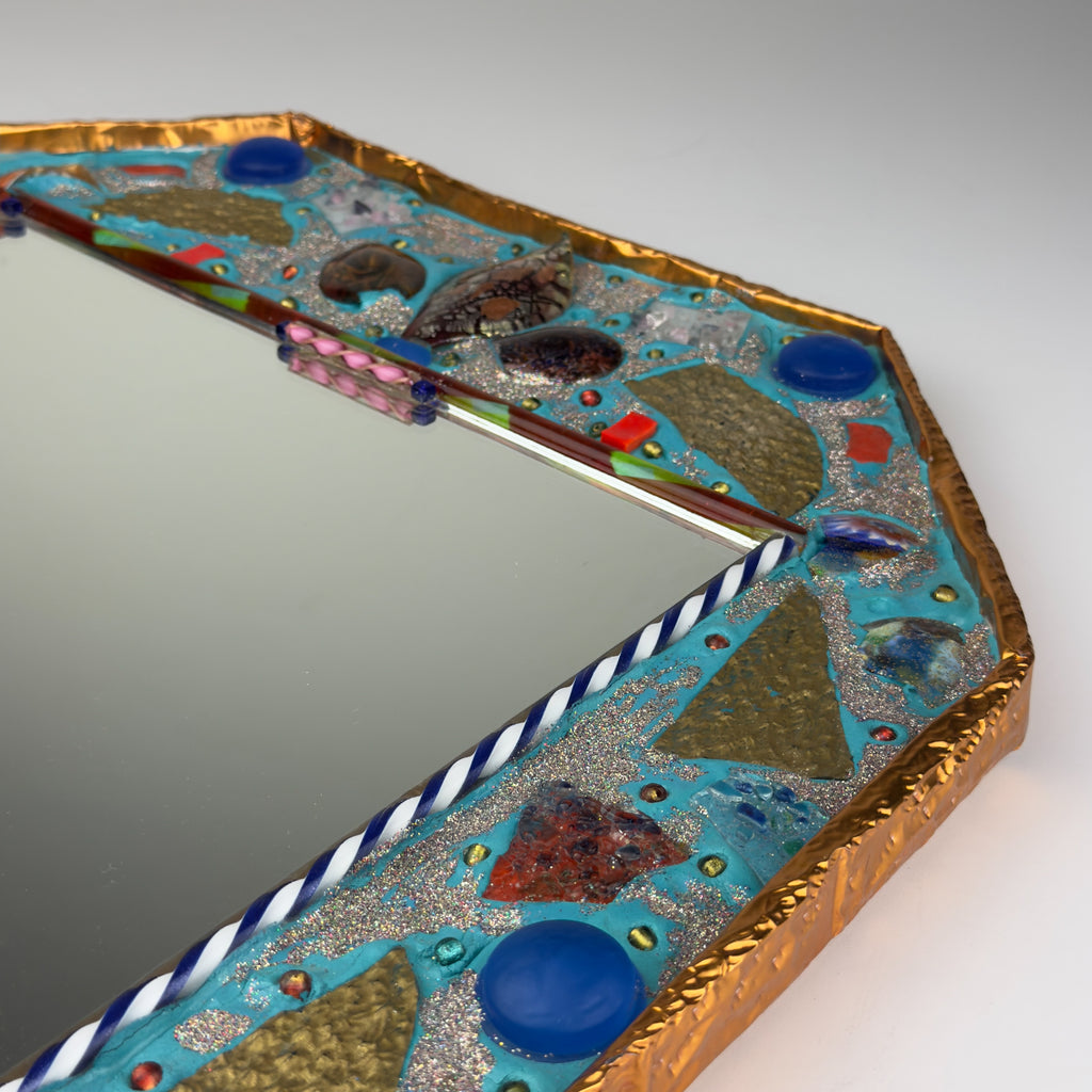 Mid-Century Murano Glass Mosaic Mirror by Zane Luigina "Fantasy Glass", Italy, 1990s