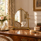 Vintage tabletop vanity mirror from brass, Italy, 1950s