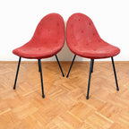 Pair of 1963 Mid-Century Red Cocktail Armchairs - Italian Style