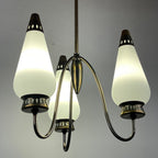 Vintage brass chandelier Italy 1950s Mid-century Art Deco design