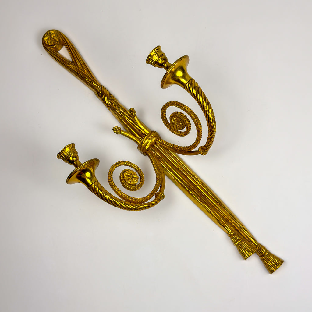 Large Bronze Wall Candle Sconce, France 1950s