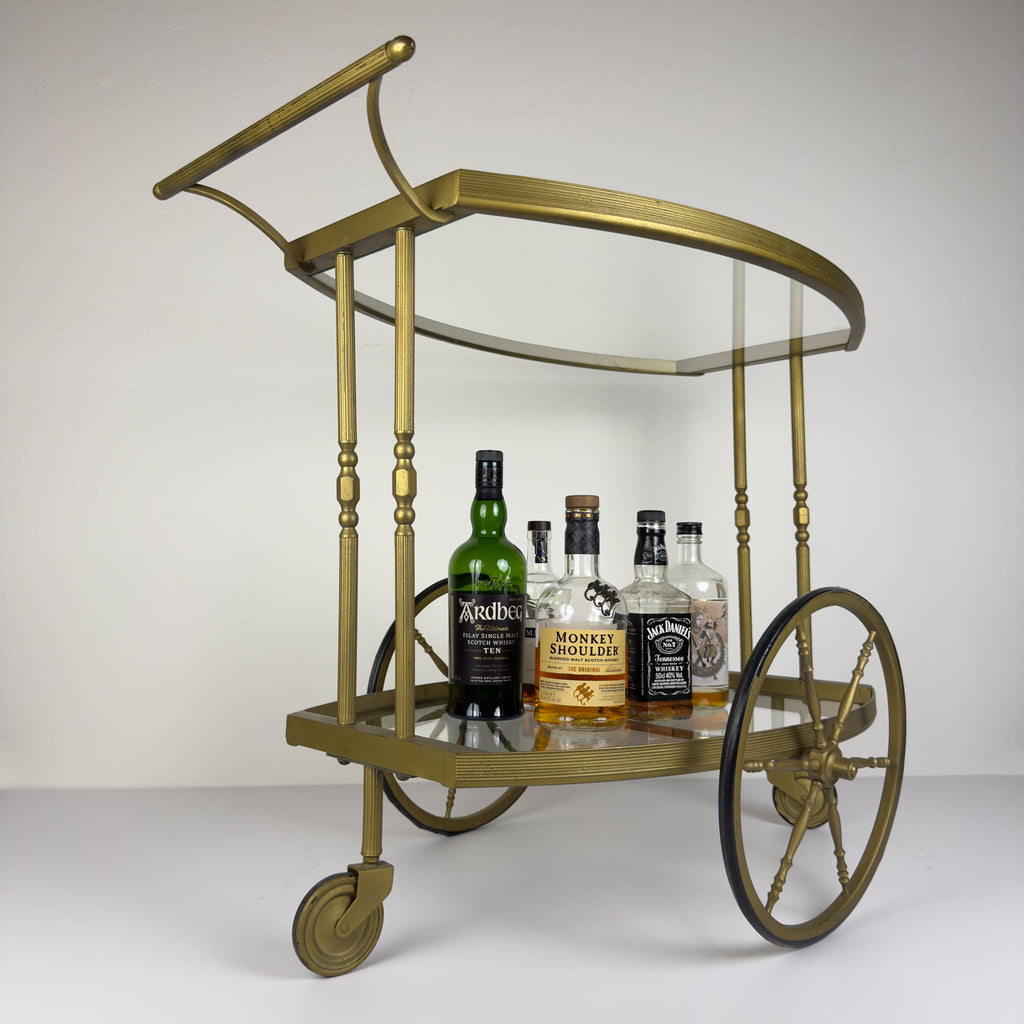 Vintage metal bar cart, Italy 1950s
