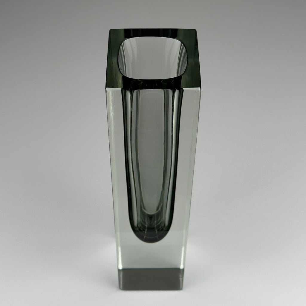 Sommerso gray Murano glass vase, style Flavio Poli, Italy 1970s