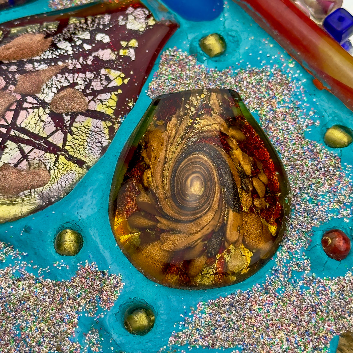 Mid-Century Murano Glass Mosaic Mirror by Zane Luigina "Fantasy Glass", Italy, 1990s