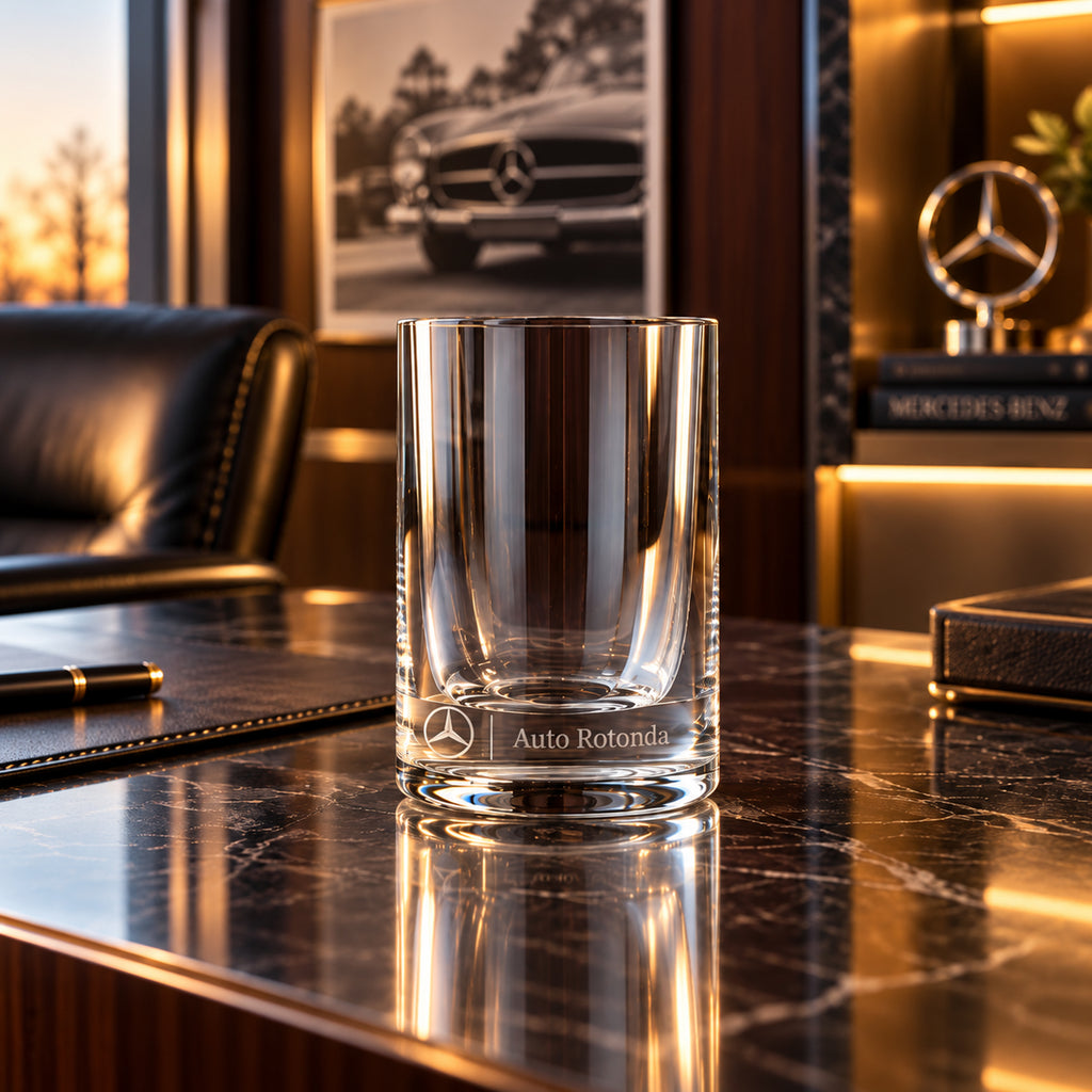 Mercedes-Benz Auto Rotonda Crystal Glass Vase by Il Giugno, 2003, Italian Design, 24% Lead Crystal