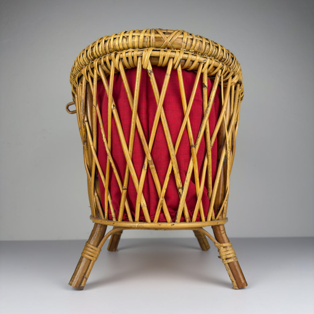 Vintage rattan basket, Italy 1950s