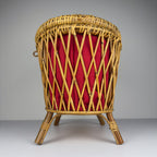 Vintage rattan basket, Italy 1950s