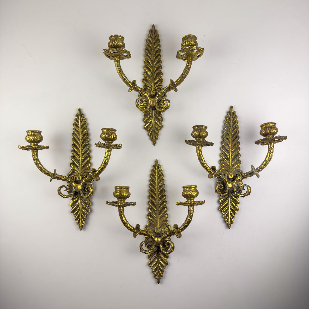 Antique Empire Bronze Wall Candle Sconce, Italy, Late 19th Century