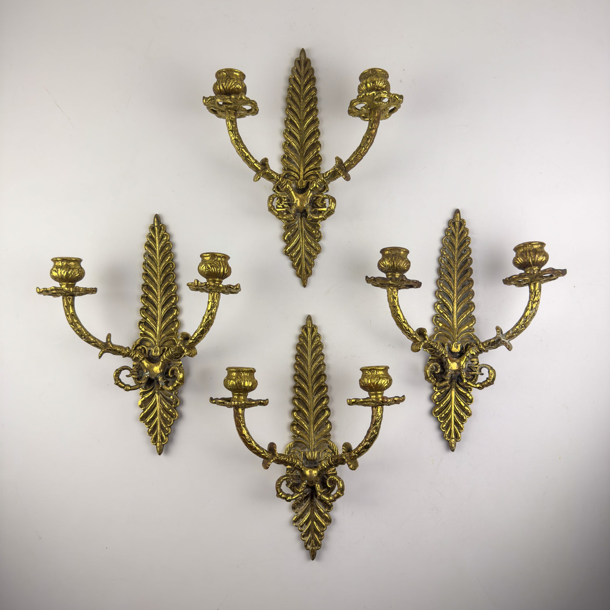 Antique Empire Bronze Wall Candle Sconce, Italy, Late 19th Century
