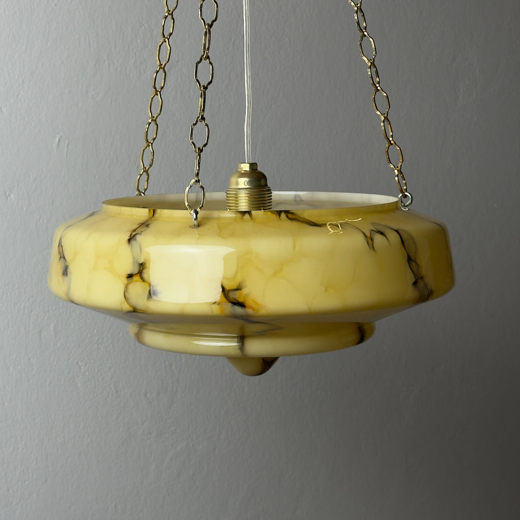Art Deco yellow glass pendant lamp, Italy 1930s
