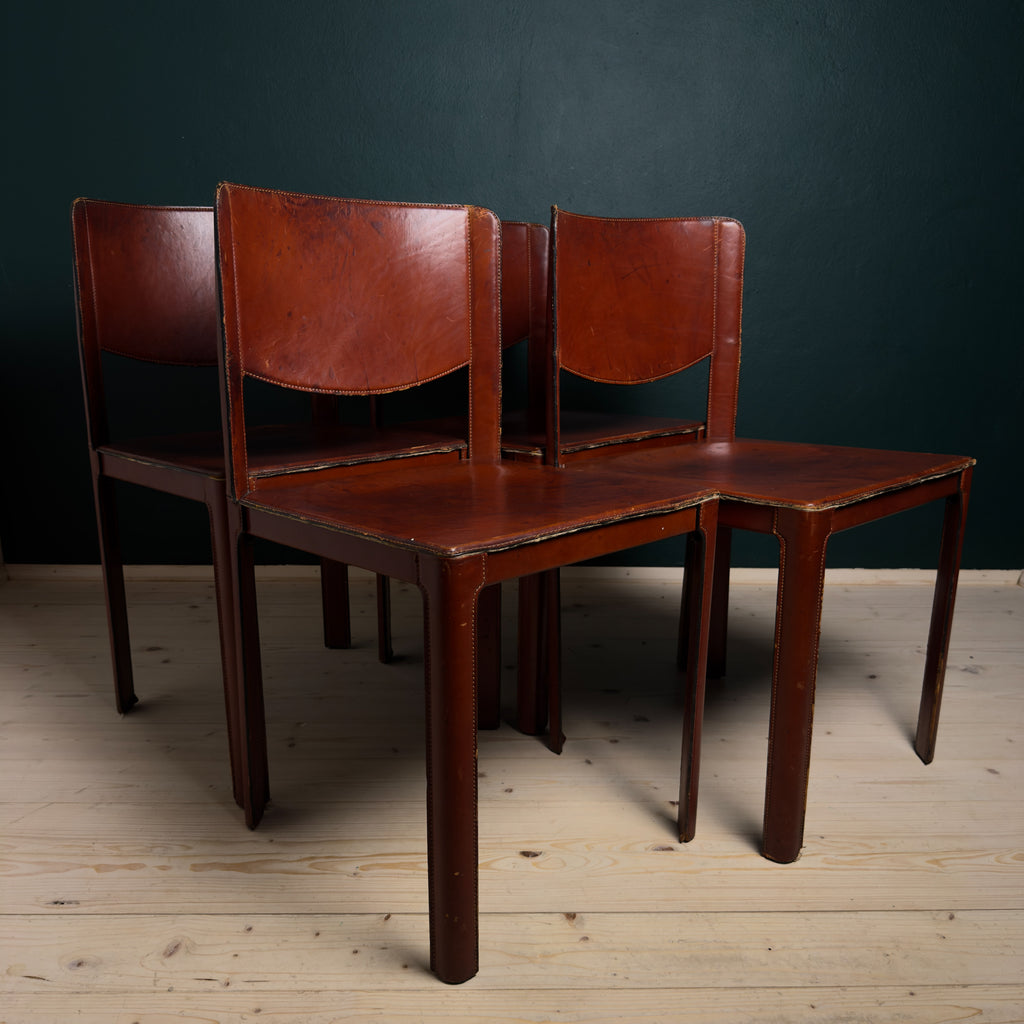 Mid-century Sistina Saddle dining chairs by Tito Agnoli for Matteo Grassi, Italy 1980s, Set of 4