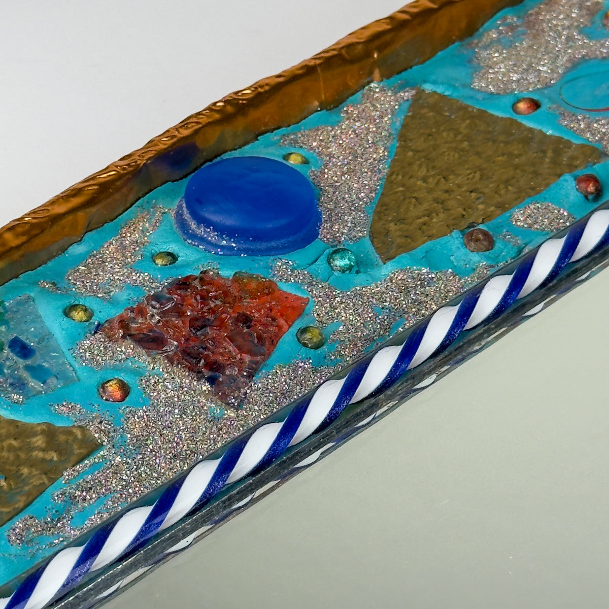 Mid-Century Murano Glass Mosaic Mirror by Zane Luigina "Fantasy Glass", Italy, 1990s
