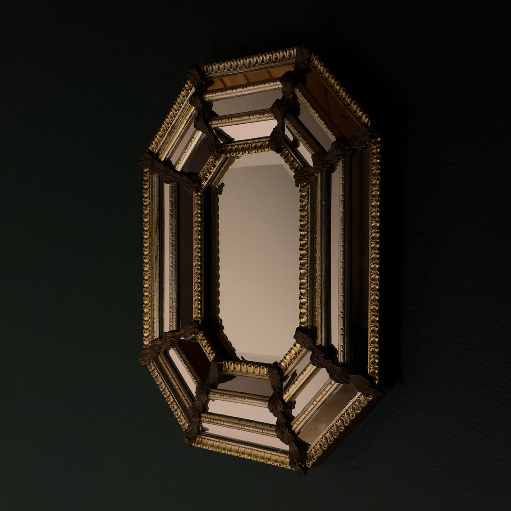 Vintage Octagonal Murano Mirror, Italy 1950s