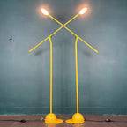 Pair of yellow floor lamps Yugoslavia 1960s Industrial Mid-century lighting Space age