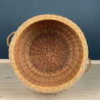 Vintage laundry basket wicker weaving Yugoslavia 1970s
