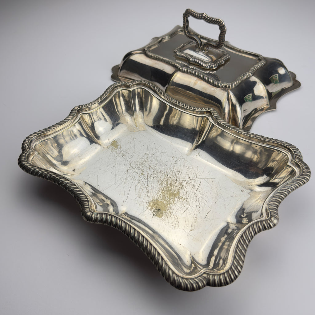 Antique Silver Plated Sheffield Serving Dish And Cover, England, early 20th century