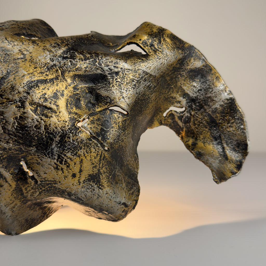 Original metal Brutalist wall lamp by Salvino Marsura, Italy 1970s