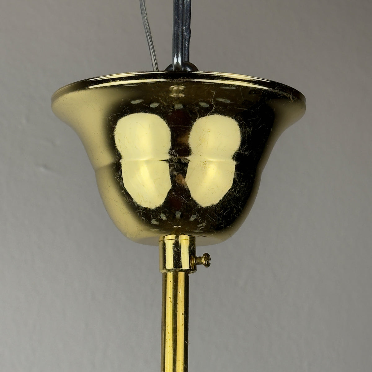 Large Sculptural Italian Mid-Century Chandelier in Brass and Glass, Italy 1950s