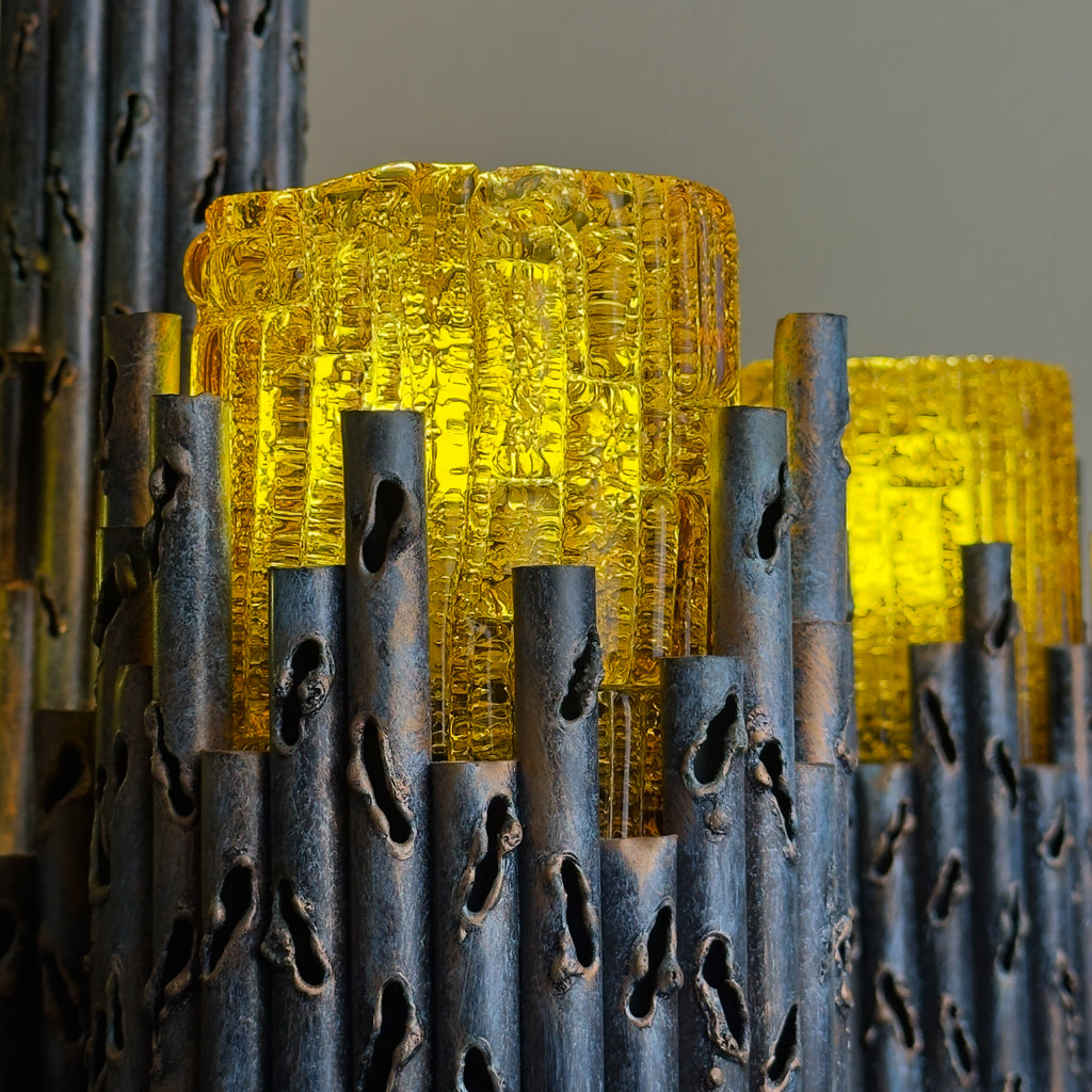 Brutalist chandelier by Marcello Fantoni, Fantoni Studio, Firenze, Italy 1960s