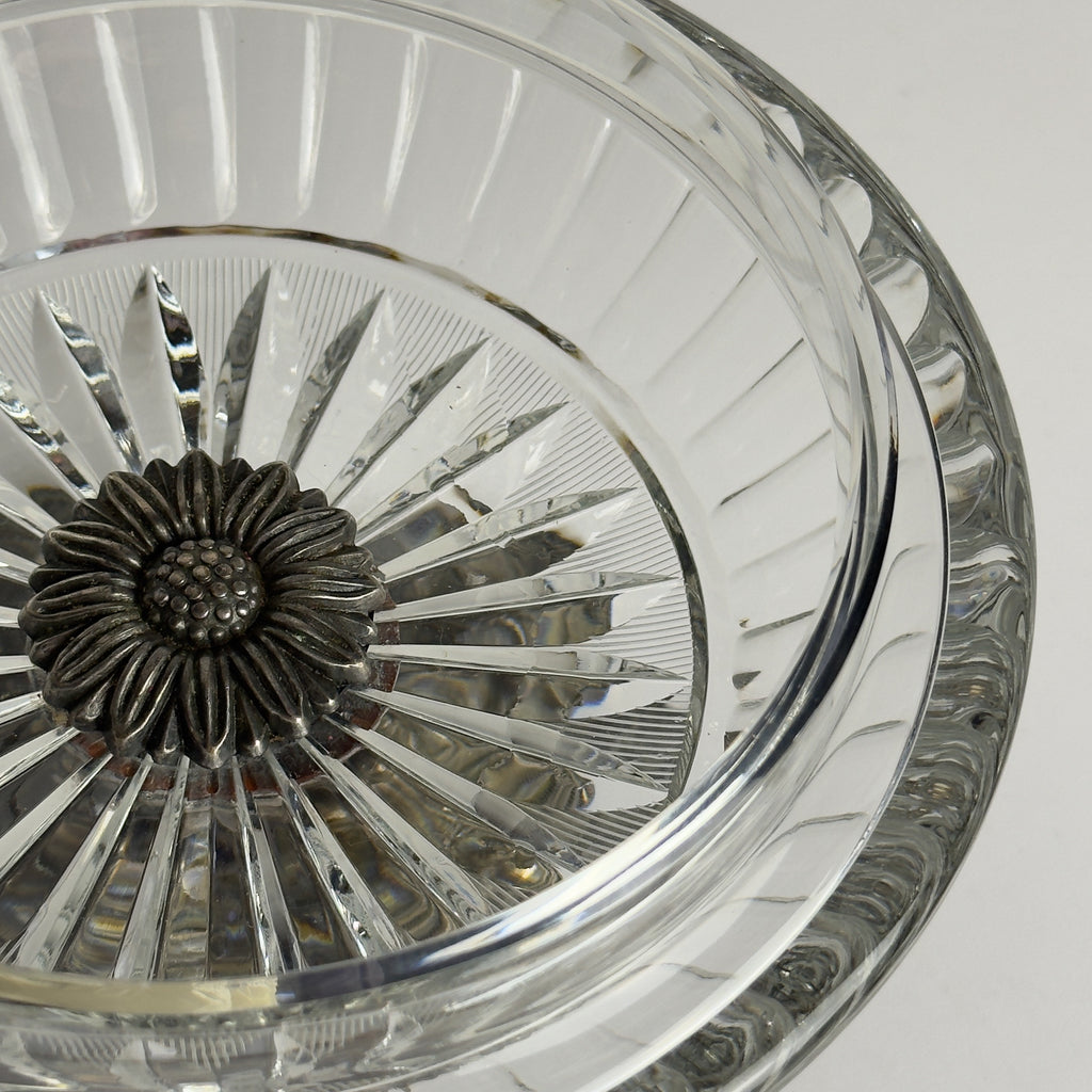 Antique glass bowl with bronze base, Italy 1920s