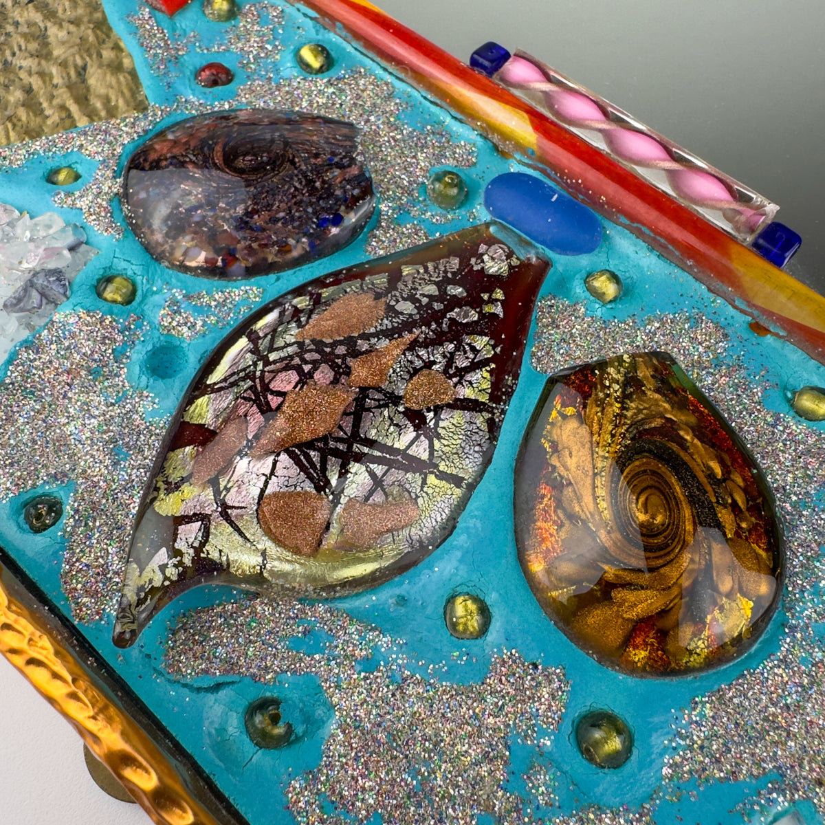 Mid-Century Murano Glass Mosaic Mirror by Zane Luigina "Fantasy Glass", Italy, 1990s