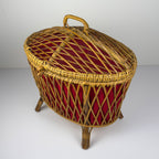 Vintage rattan basket, Italy 1950s